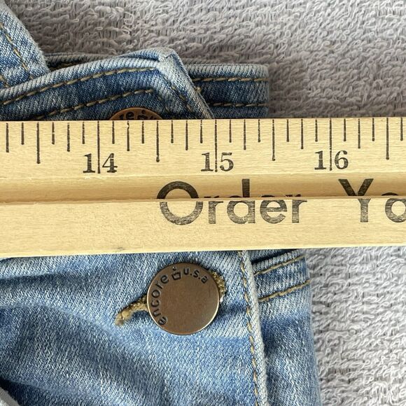 Encore Denim Overalls Juniors Size 8/9 Distressed Blue Stretch - Picture 12 of 16